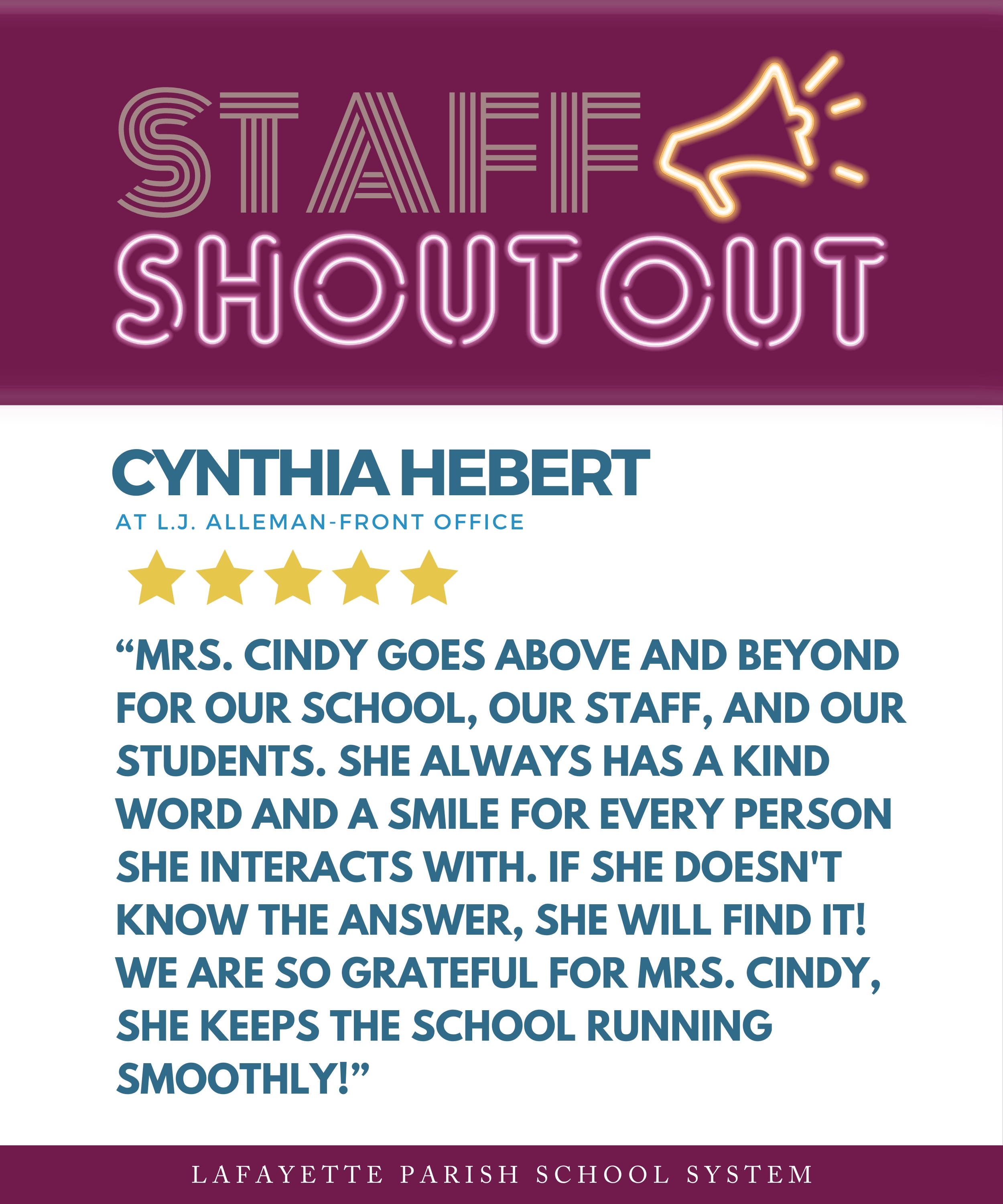 Staff Shout Out